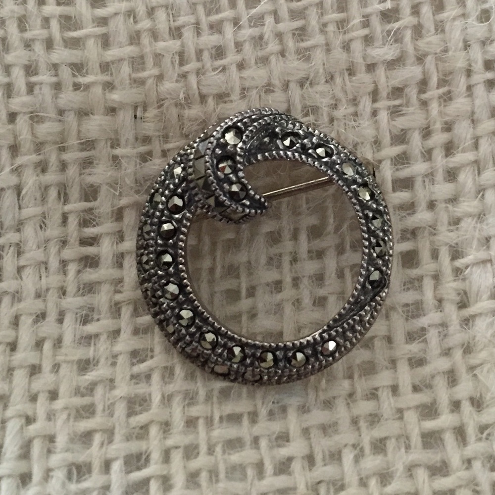 HP! Vintage Judith Jack sterling marcasite pin! - Picture 3 of 8